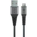 Miniatyrbild 1 av 9: Micro-USB till USB-A textilkabel med metallkontakter 1 m
