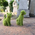 Miniatyrbillede 3 af 6: Simulering Flocking Ornament Figurine - Dekorativ Have Statue Siddende hvalp