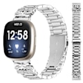 Miniatyrbillede 2 af 6: Funklende sommerfugl Fitbit Versa 3/4 rem med tre rhinsten Sølv