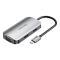 Miniatyrbillede 2 af 2: USB-C dockingstation til HDMI, VGA, USB 3.0, PD 0,15m Vention TOAHB, grå