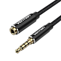 Miniatyrbillede 5 af 5: Kabellyd TRRS 3,5 mm han til 3,5 mm hunventilation BHCBF 1 m sort