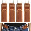 Velcro Midjespänne 4-pack Justerbart järnhaksystem Lågprofil elastiskt midjebälte i polyester och zinklegering för osynligt bärande Khaki Khaki