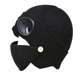 Miniatyrbillede 1 af 7: Strikket hue med briller og maske Sort