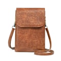 Miniatyrbillede 1 af 5: Kvinders Crossbody-telefontaske, PU-læder etui til multikortslot Brun