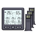 Miniatyrbillede 1 af 6: Digitalt termometer / hygrometer med 3 fjernsensorer Sort