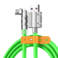 Miniatyrbillede 1 af 9: 120W flydende silikone 90° rotation hurtigopladningskabel med USB-mikroport 1,2 m Grøn