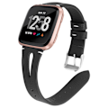 Pikkukuva 1 / 5: Aidosta nahasta valmistettu kellonhihna Fitbit Versa -älykellolle Musta