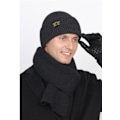 Miniatyrbillede 4 af 11: To-i-en Stablet Beanie Hat Mænds Sort