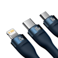 Miniatyrbild 4 av 7: 3-i-1 USB-kabel Baseus Flash Series 2, USB-C + micro USB + Lightning, 100W, 1,5 m (blå)