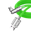 Miniatyrbillede 8 af 9: 120W flydende silikone 90° rotation hurtigopladningskabel med USB-mikroport 1,2 m Grøn