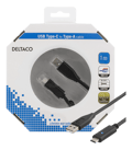 Miniatyrbillede 4 af 4: USB 2.0 cable, 1m, Type C - Type A male, PD prof 1, black