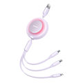 Miniatyrbild 7 av 7: Baseus Bright Mirror 2, 3-i-1 USB 3-i-1-kabel för mikro-USB / USB-C / Lightning 3.5A 1.1m (lila)