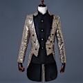 Miniatyrbillede 4 af 4: Herre Pailletter Smokingjakke, Scene Performance Blazer Guld S