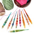 Pikkukuva 7 / 8: Resin Floral Crochet Hook Set 9-Piece — Extended Solid Aluminum Single-Head Hooks, Multicolor