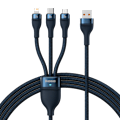 Miniatyrbillede 3 af 10: 3-i-1 USB-kabel Baseus USB 3-i-1 Baseus Flash-serie, USB-C + Micro + Lightning 66W, 1,2 m (blå)