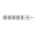 Miniatyrbillede 3 af 5: Strømskinne med 4 AC-stik, 4x USB, LDNIO SE4432, 2m (hvid)