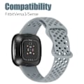 Miniatyrbild 5 av 5: Silikonarmband för Fitbit Versa 3 / Fitbit Sense Grå