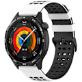 Pikkukuva 3 / 3: Silikoninen ranneke 22mm - Huawei Watch GT5:lle, Keep Watch Pilot1:lle Valkoinen + musta
