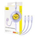 Miniatyrbillede 1 af 10: Ladekabel 3w1 Baseus USB til USB-C, USB-M, Lightning 3,5A, 1,1m (lilla)