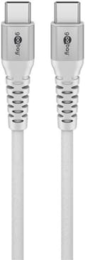 USB-C™ supersoft textilkabel med metallkontakter, 2 m, vit