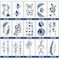 Miniatyrbild 2 av 4: Blommig tillförlig tatuering - Blå akvarelldesign