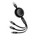 Miniatyrbild 7 av 7: Baseus Bright Mirror 3, USB 3-i-1-kabel för micro USB / USB-C / Lightning 66W / 2A 1,1m (svart)
