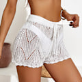 Miniatyrbild 1 av 4: Strandshorts, Vit Virkad Spets Badkläder Cover-up XL