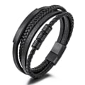 Miniatyrbillede 1 af 5: Flerlags vævet læderarmbånd med rustfri stålspænde 22 cm