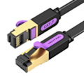 Miniatyrbillede 1 af 4: Fladt netværkskabel UTP CAT7 ventilation ICABN RJ45 Ethernet 10Gbps 15m Sort