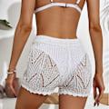 Miniatyrbillede 4 af 4: Strandshorts, Hvid Hæklet Blonde Badetøjsdækning L