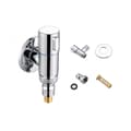 Stainless Steel Automatic Shut-Off Washing Machine Valve - Compact Silver Angle Faucet with Extended Brass Stopper