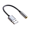 0.2m USB till 3.5mm Audio Kabel Kompatibel med Datorer, Hörlurar och Mikrofoner - Grå Flätad Design