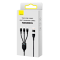 Miniatyrbild 5 av 10: 3-i-1 USB-kabel Baseus Flash Series 2, USB-C + micro USB + Lightning, 100W, 1,2m (svart)