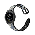 Miniatyrbillede 6 af 7: Silikone- og læderrem til Galaxy Watch 3/5 Blå 20 mm