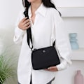 Miniatyrbillede 4 af 4: Sort Oxford Cloth Crossbody-taske til hverdagsbrug Sort