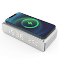 Miniatyrbillede 1 af 11: INF Digitalt LED vækkeur med trådløs oplader/termometer Sølv