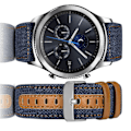 Miniatyrbild 2 av 3: Klockarmband i äkta läder för Samsung Galaxy Watch 3/22/46MM Blå