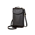Pikkukuva 1 / 3: PU-nahkainen puhelinlaukku - tyylikäs ja tilava crossbody-lompakko Musta