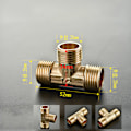 Pikkukuva 3 / 3: Messinkinen T-liitin, 1/2" piikki x 1/2" uros NPT x 1/2" piikki Kolmisuuntainen liitin