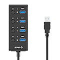Miniatyrbild 3 av 4: Orico USB 3.0. Hub med omkopplare, 4x USB (svart)