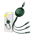 Miniatyrbild 2 av 7: Baseus Bright Mirror 2, USB 3-i-1-kabel för micro USB / USB-C / Lightning 3,5A 1,1m (grön)