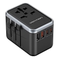 Miniatyrbillede 1 af 4: Vention FJFB0 GaN 2xUSB-C 2xUSB-A Universal rejseadapter 65W (sort)