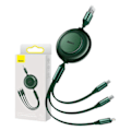 Miniatyrbild 1 av 7: Baseus Bright Mirror 2, USB 3-i-1-kabel för micro USB / USB-C / Lightning 3,5A 1,1m (grön)