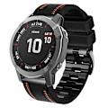 Miniatyrbild 2 av 5: Vit silikonarmband för Garmin Fenix 8X 7 6X 6 5X 5 5S Svart 26 mm