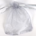 Miniatyrbillede 4 af 6: Små gaveposer med snor Organza 25-pak 7x9 cm Grå