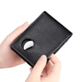 Miniatyrbild 3 av 3: Smal RFID-blockerande plånbok med AirTag-hållare - Herrplånbok i läder Svart