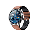 Miniatyrbillede 1 af 11: Smartwatch med EKG, pulsmåler, blodtryksmåler og skridttæller Sort og brun læderrem