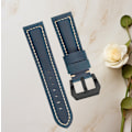 Miniatyrbild 3 av 4: Klockarmband i äkta läder Blå 22 mm