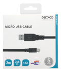 Miniatyrbillede 2 af 3: USB 2.0 cable Type A ma - Type Micro B ma, 5-pin, 2m, black
