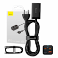Miniatyrbild 2 av 11: Snabbladdare Baseus GaN3 Pro, 2x USB-C, 2x USB, 65W (svart)